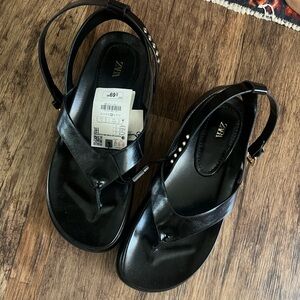 Black Leather chunky sandal